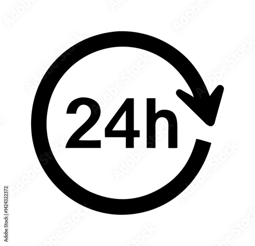 The numbers 24h with an arrow pointing to the right