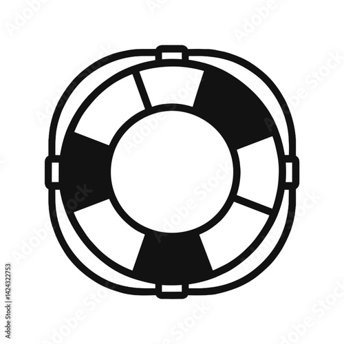Lifebuoy icon in black and white for safety awareness  