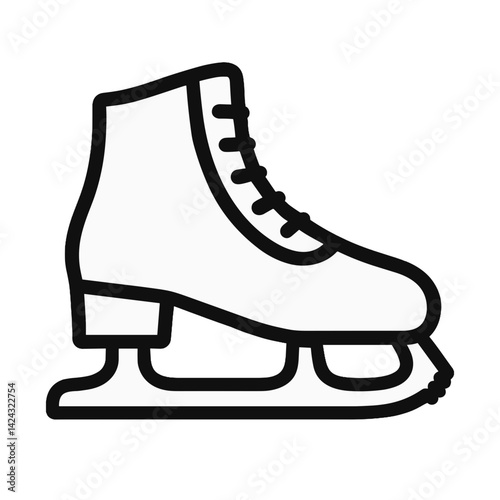 Ice skate outline illustration on a simple background  