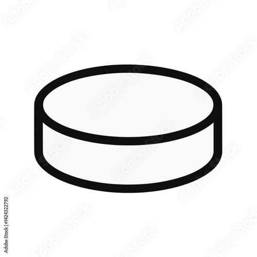 Ice hockey puck icon in minimalistic style on white background  