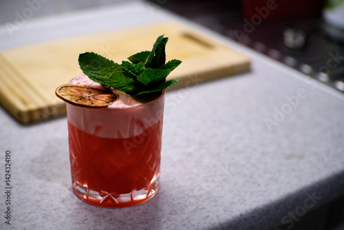strawberry cocktail smoothie with mint