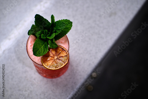 strawberry cocktail smoothie with mint
