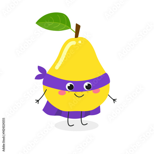 Funny cartoon pear super hero cartoon character 