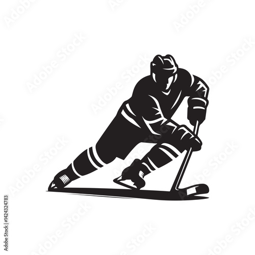 hockey player vector silhouette clip art illustration