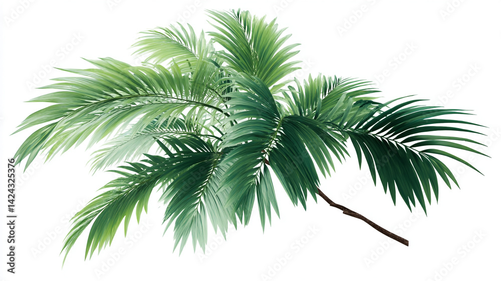 Fototapeta premium Tropical palm leaf isolated on white background, palm tree isolated on white