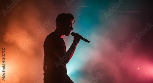Singer Performing on Stage Silhouette