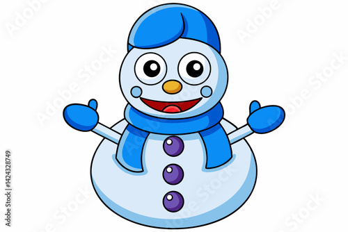 snowman with blue hat