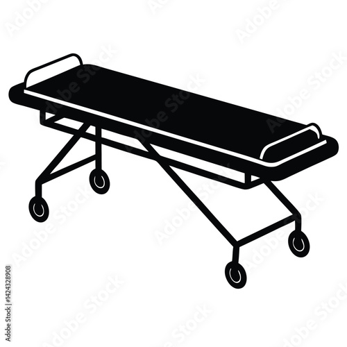 isolated Black stretcher on white background 