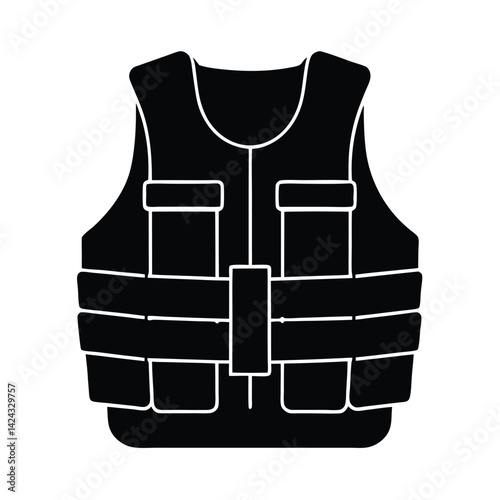 isolated Black tactical vest on white background