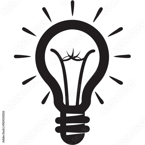 A brilliant idea bursts forth, illuminating the path to innovation with a bold, hand-drawn style and simple black outline.