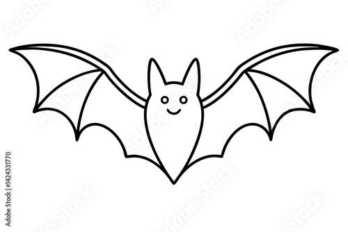 Minimal Bat Line Art Icon – Simple Outline Bat Drawing for Halloween or Logo Design

