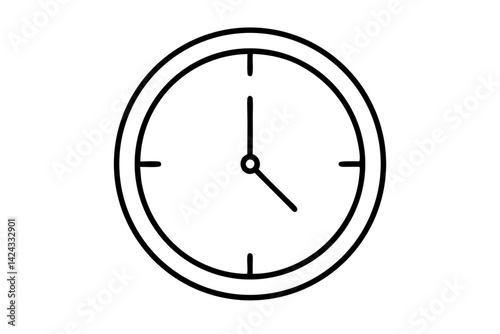 Clock Icon – Minimal Line Art Timepiece Vector

