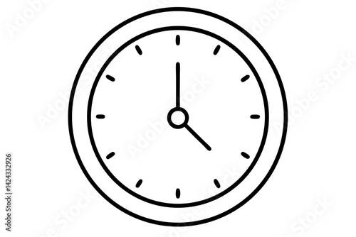 Clock Icon – Minimal Line Art Timepiece Vector

