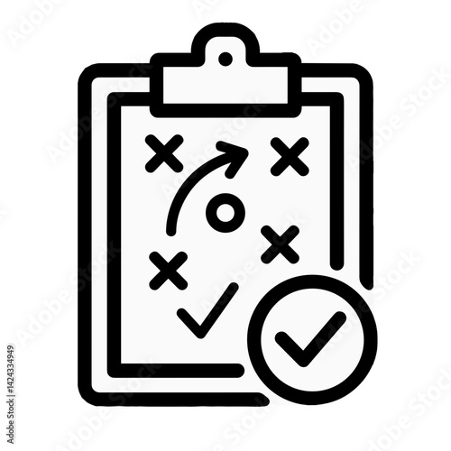 Sports strategy clipboard with successful plan illustration  