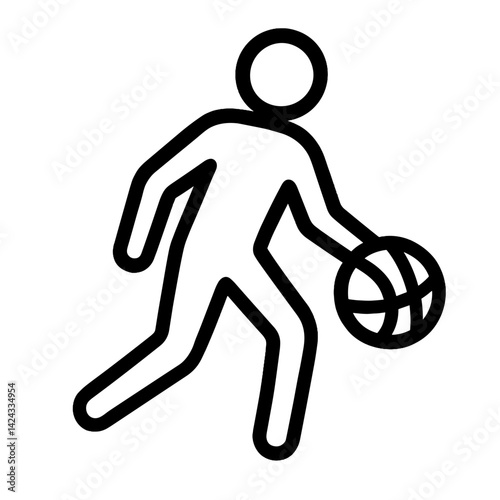 Dribbling Player with Basketball in Action  