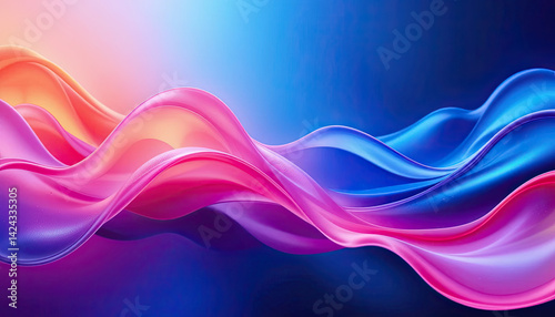 Wallpaper Mural  An abstract background featuring flowing waves of vibrant colors  shades of electric blue, neon pink, and warm orange blending smoothly like liquid. High contrast with soft gradients, evoking a drea Torontodigital.ca