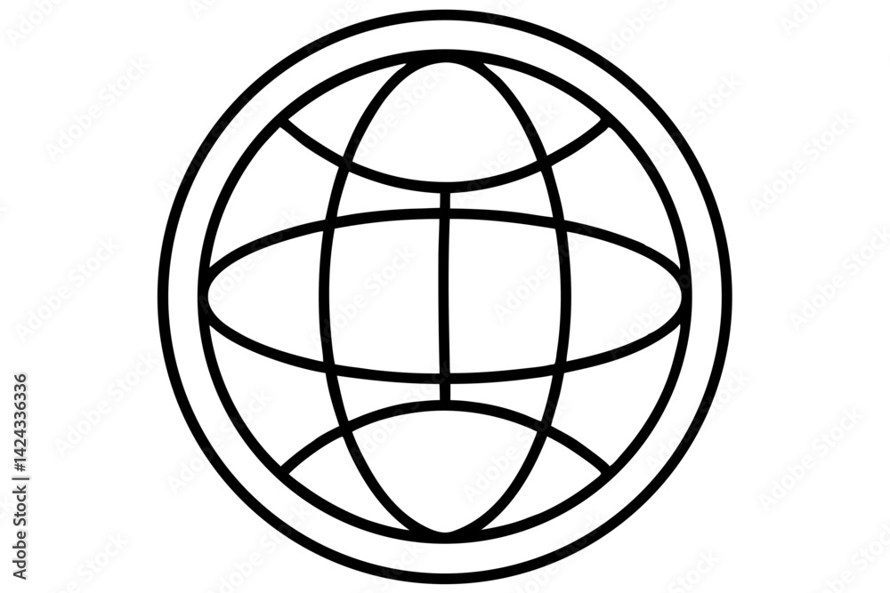 Globe Icon - Simple Line Art Vector
Globe Icon - Simple Line Art Vector
