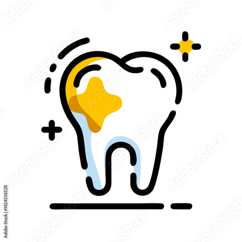 healthy tooth with shine, dental care, bright colors, oral health concept