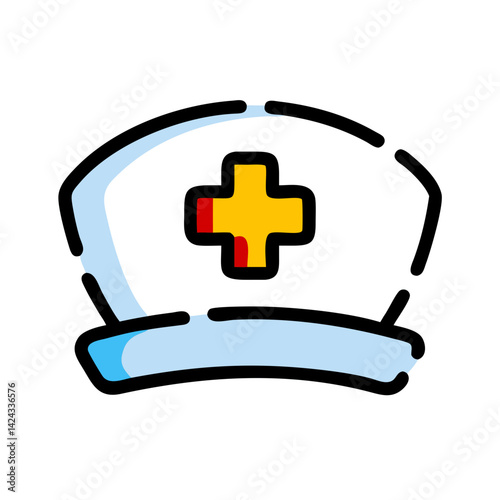 nurse cap with medical cross, healthcare symbol, bright colors, nursing concept