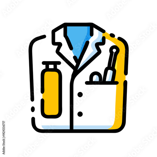 medical lab coat with tools, healthcare professional attire, vibrant colors, health concept