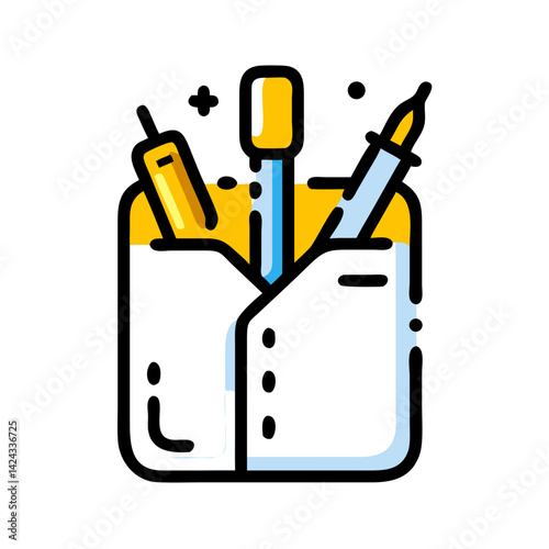 medical tools in pocket, healthcare essentials, bright colors, nursing concept