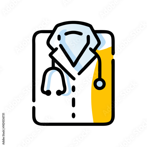 doctor's lab coat with stethoscope, medical attire, bright colors, healthcare concept