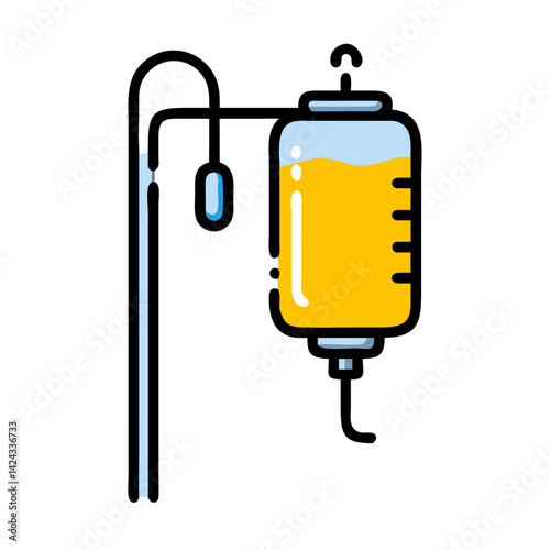 IV drip for fluid administration, medical equipment, bright colors, healthcare concept
