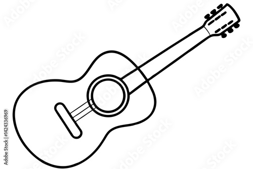 Guitar Icon - Simple Line Art Vector

