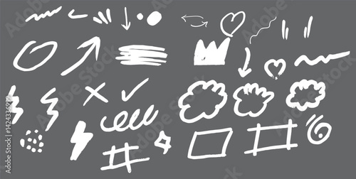 Straight long hand drawn stripes background. grungy graphic elements. Street art texture hand drawn pencil underlines and strikethrough. Hand-drawn kids crayon lines, stars, clouds, rainbows design