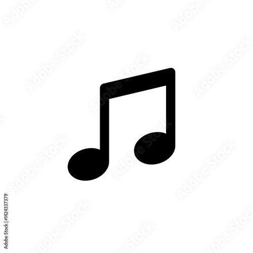 Simple black silhouette icon of an eighth music note with circular head and upright stem in flat vector style