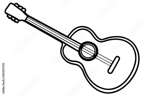 Guitar Icon - Simple Line Art Vector


