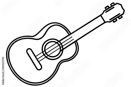 Guitar Icon - Simple Line Art Vector


