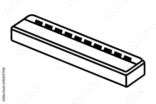 Harmonica Icon - Simple Line Art Vector

