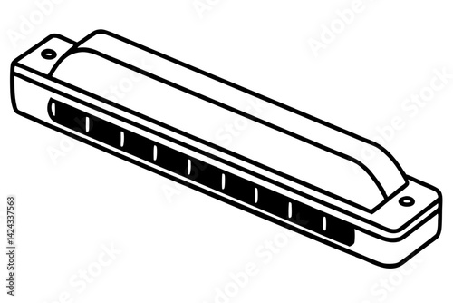 Harmonica Icon - Simple Line Art Vector


