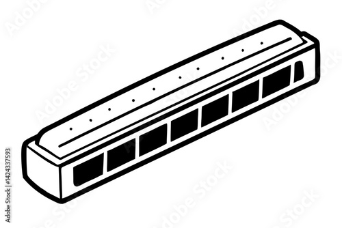 Harmonica Icon - Simple Line Art Vector

