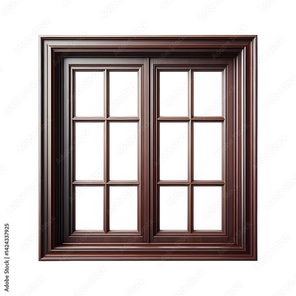 Isolated Wooden Window Frame on Transparent Background PNG Cutout Isolated Wooden Window Frame on Transparent Background PNG Cutout