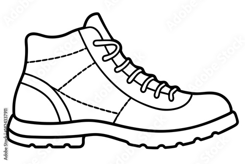 Hiking Boot Icon - Simple Line Art Vector

