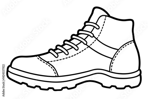 Hiking Boot Icon - Simple Line Art Vector

