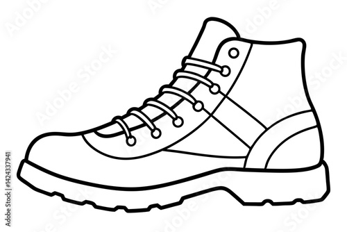 Hiking Boot Icon - Simple Line Art Vector

