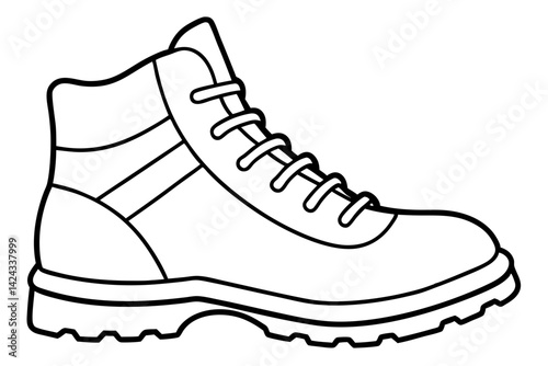 Hiking Boot Icon - Simple Line Art Vector

