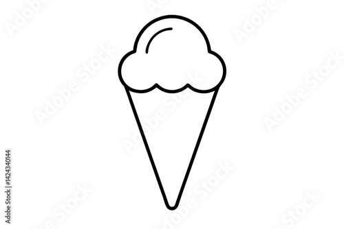 Ice Cream Cone Icon - Simple Line Art Vector

