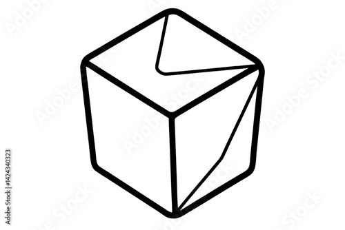 Ice Cube Icon - Simple Line Art Vector

