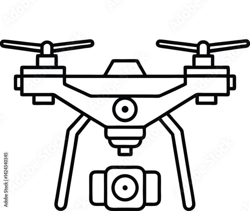 professional drone camera line art
