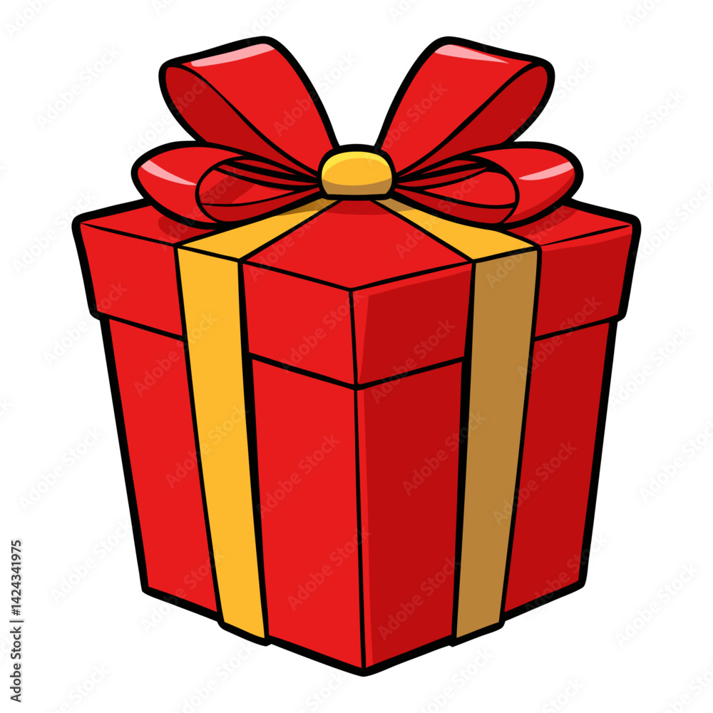 Obraz premium A red gift box with a ribbon and bow, isolated for a holiday celebration