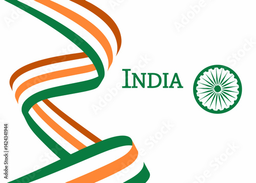 Stylized Indian Flag Wave with Ashoka Chakra - Patriotic India Design.