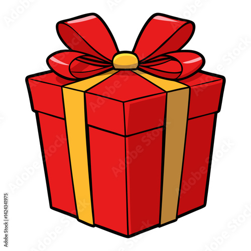 A red gift box with a ribbon and bow, isolated for a holiday celebration