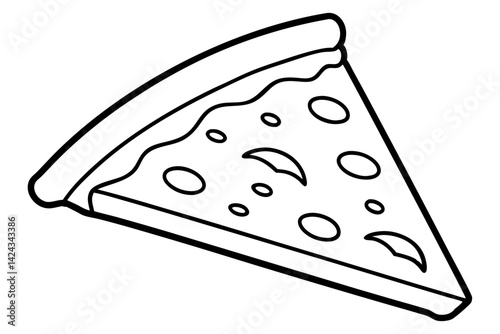 Pizza Line Icon – Simple Pizza Slice Outline Vector

