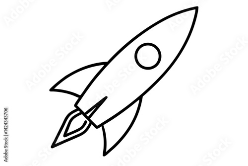 Rocket Line Icon – Simple Rocket Outline Vector

