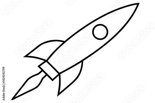 Rocket Line Icon – Simple Rocket Outline Vector

