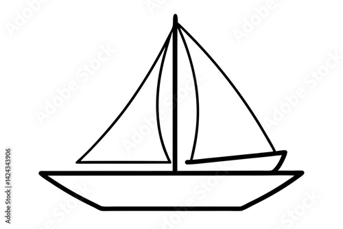 Sailboat Line Icon – Minimalist Sailboat Outline Vector

